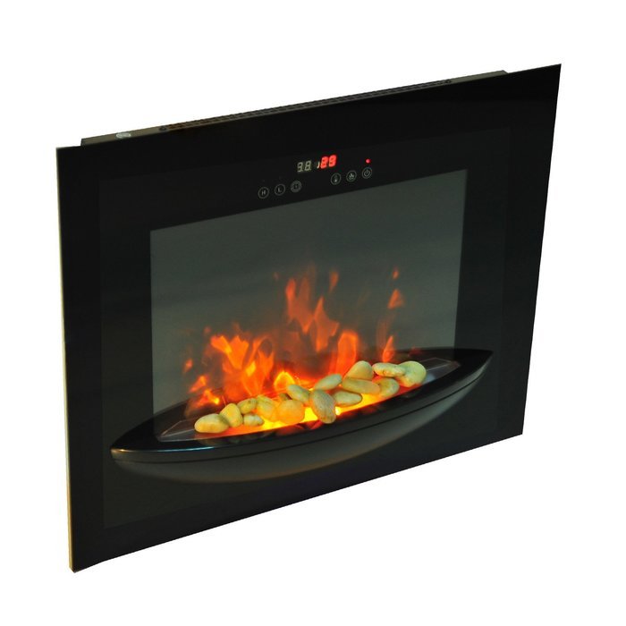 HomCom 26" 1500W Touch Screen Multi-Color Wall Mounted Electric Fireplace w/Remote - Black N3