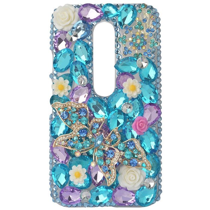 Spritech(TM) Bling Clear Phone Case For Motorola Moto G3/Moto G (3rd Gen),3D Handmade Blue Crystal Butterfly Small... N78