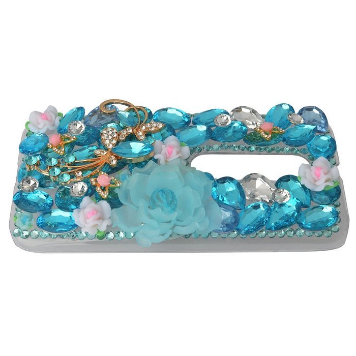 Spritech(TM) Bling Clear Phone Case For Motorola Moto G3/Moto G (3rd Gen),3D Handmade Blue Crystal Butterfly Small... N79
