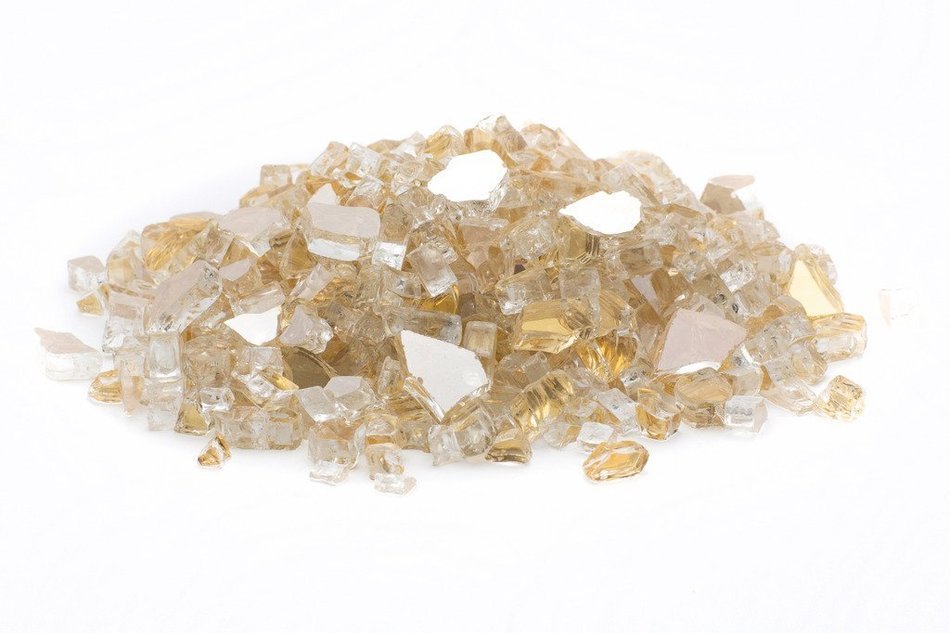 Dragon Glass 1/4" Reflective Tempered Firepit Fire Glass, 25 lb, Crystal N2