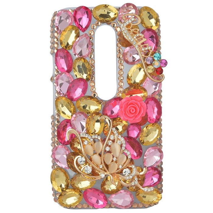 Spritech(TM) Bling Clear Phone Case For Motorola Moto G3/Moto G (3rd Gen),3D Handmade Blue Crystal Butterfly Small... N95