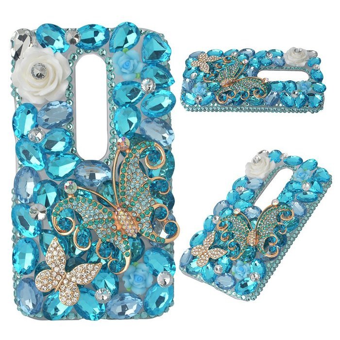 Spritech(TM) Bling Clear Phone Case For Motorola Moto G3/Moto G (3rd Gen),3D Handmade Blue Crystal Butterfly Small... N109