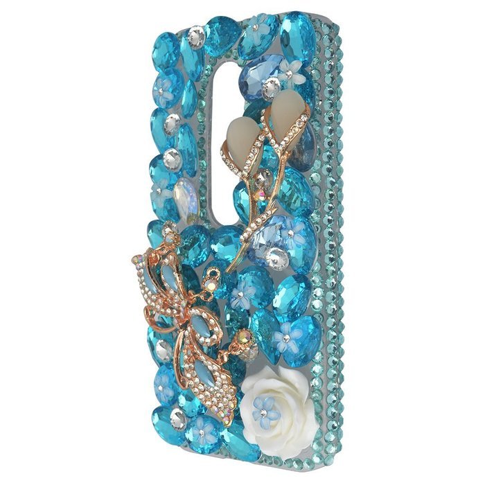 Spritech(TM) Bling Clear Phone Case For Motorola Moto G3/Moto G (3rd Gen),3D Handmade Blue Crystal Butterfly Small... N112