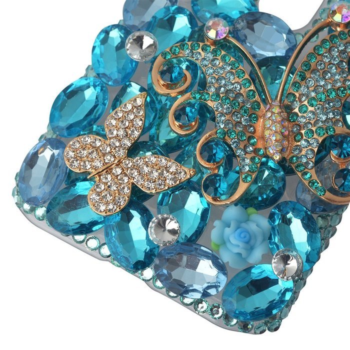 Spritech(TM) Bling Clear Phone Case For Motorola Moto G3/Moto G (3rd Gen),3D Handmade Blue Crystal Butterfly Small... N113