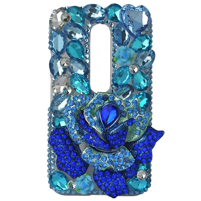 Spritech(TM) Bling Clear Phone Case For Motorola Moto G3/Moto G (3rd Gen),3D Handmade Blue Crystal Butterfly Small... N115