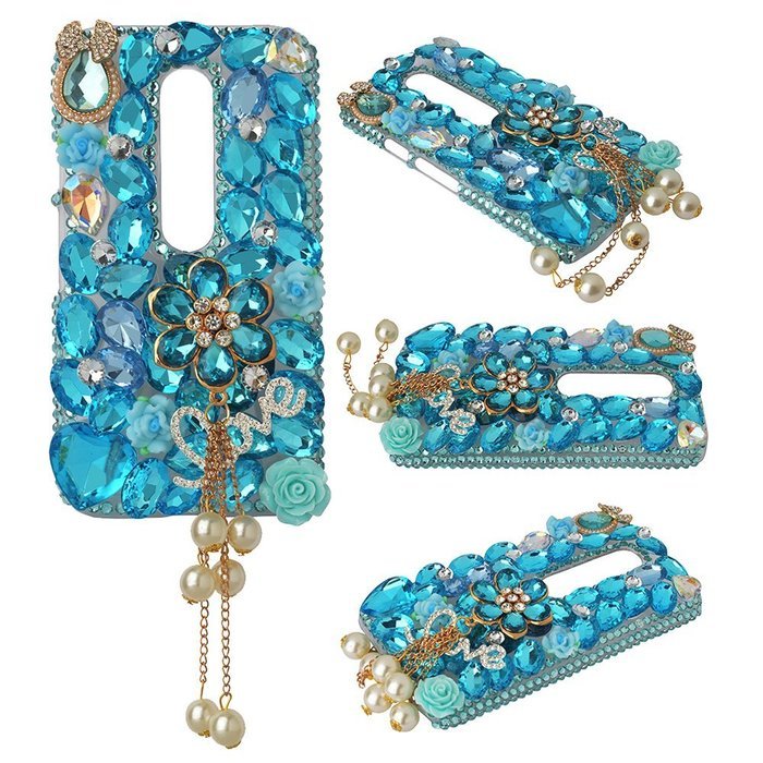 Spritech(TM) Bling Clear Phone Case For Motorola Moto G3/Moto G (3rd Gen),3D Handmade Blue Crystal Butterfly Small... N117