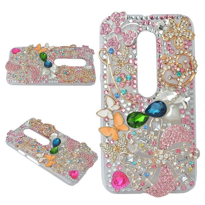 Spritech(TM) Bling Clear Phone Case For Motorola Moto G3/Moto G (3rd Gen),3D Handmade Blue Crystal Butterfly Small... N119