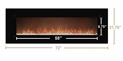 Touchstone 80005 OnyxXL Wall Mounted Electric Fireplace, 72 Inch Wide, 1500/750 Watt Heater (Black) N2