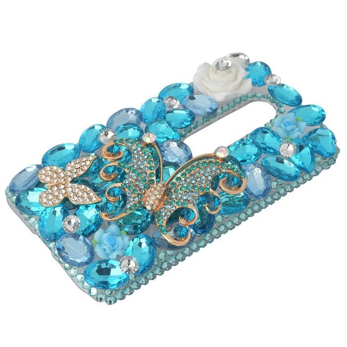 Spritech(TM) Bling Clear Phone Case For Motorola Moto G3/Moto G (3rd Gen),3D Handmade Blue Crystal Butterfly Small... N121
