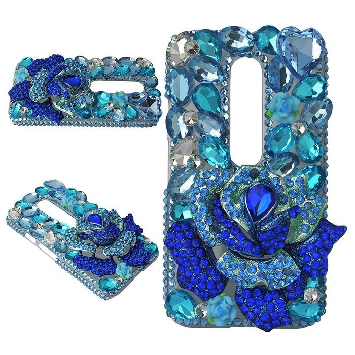 Spritech(TM) Bling Clear Phone Case For Motorola Moto G3/Moto G (3rd Gen),3D Handmade Blue Crystal Butterfly Small... N122