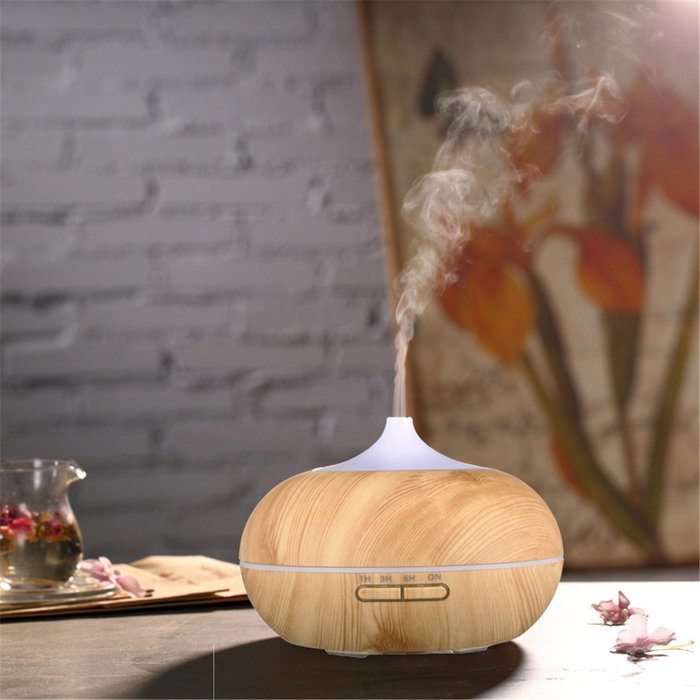 GD2016 300ml Aroma Essential Oil Diffuser Ultrasonic Cool Mist Humidifier 7 Color Changing LED Lights Wood Grain... N12