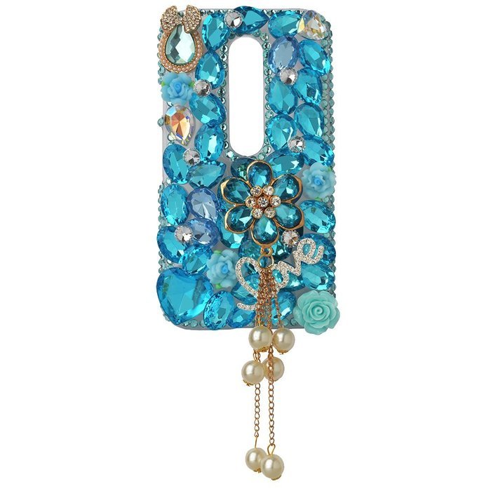 Spritech(TM) Bling Clear Phone Case For Motorola Moto G3/Moto G (3rd Gen),3D Handmade Blue Crystal Butterfly Small... N124