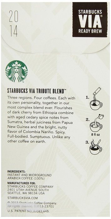 Starbucks VIA&reg; Colombia Coffee, Medium Instant, 1.4 Ounce N10