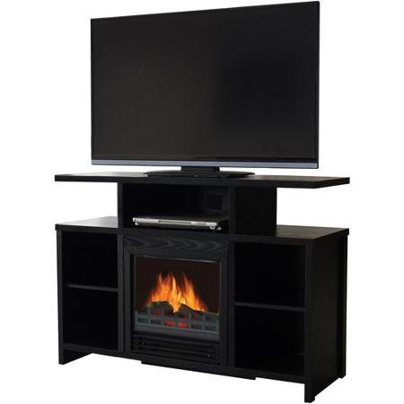 Modern Black Electric Heater Fireplace for TVs up to 37" | Entertainment Console Storage Cabinet and Stand That...
