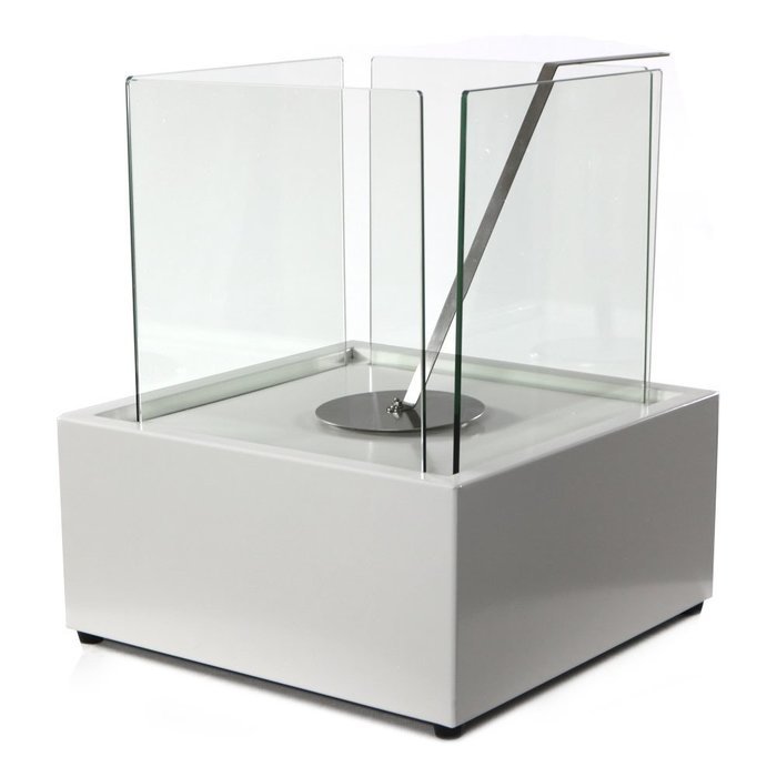 Sunnydaze White Large Cubic Ventless Tabletop Bio Ethanol Fireplace N6