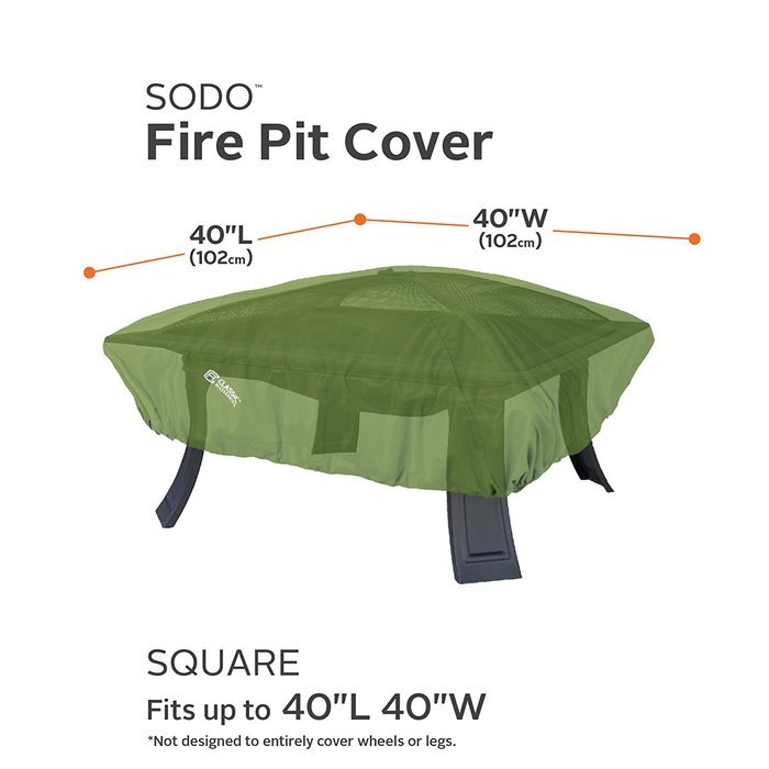 Classic Accessories 55-356-011901-EC Sodo Patio/Outdoor Fire Pit Cover, Square, Herb