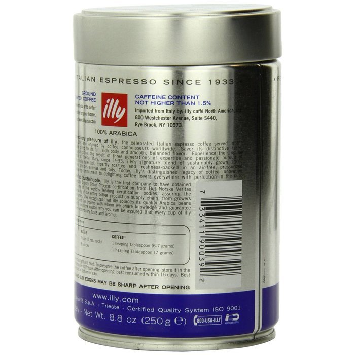 illy Caffe Normale Drip Grind (Medium Roast, Blue Band) Coffee Cans 8.8 oz (Pack of 6) N8