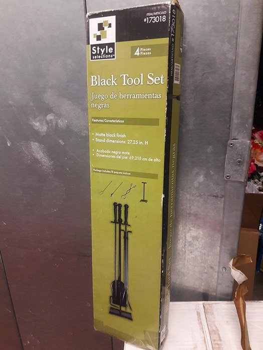 Style Selections 4-pcs Fireplace Black Tool Set, Matte black finish N2