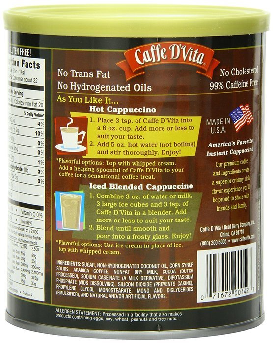 Caffe D'Vita Amaretto Instant Cappuccino, 16-Ounce Canisters (Pack of 6) N2