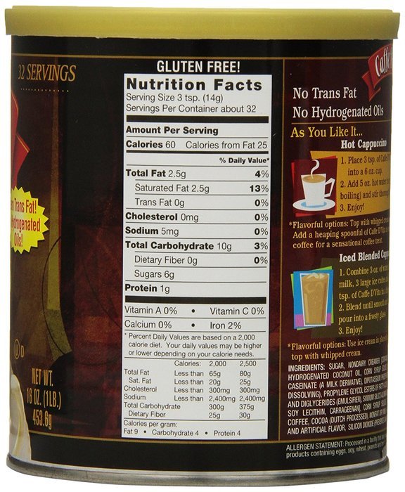 Caffe D'Vita Amaretto Instant Cappuccino, 16-Ounce Canisters (Pack of 6) N6