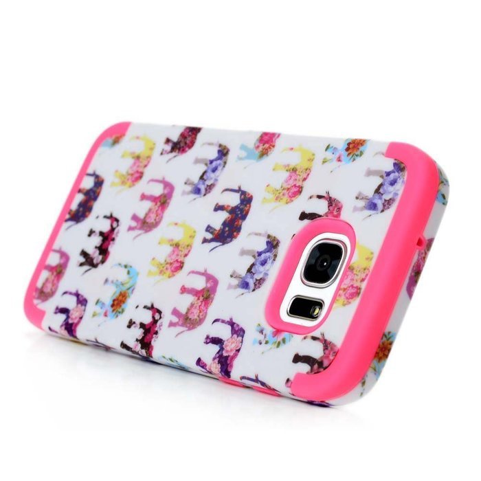 Badalink Galaxy S7 Edge Case Soft TPU Shockproof Rubber Skin Gel Inner Case + Full Edge Easy Grip Cute Elephants...