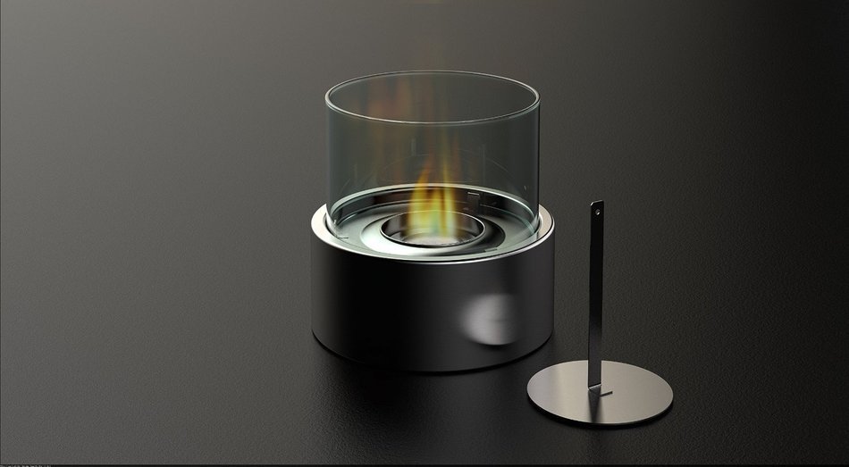 Fire Desire's Orbe Fireplace - Round Shape for Table Top, Stainless Steel Finish, Tempered Glass, Both Indoor... N4
