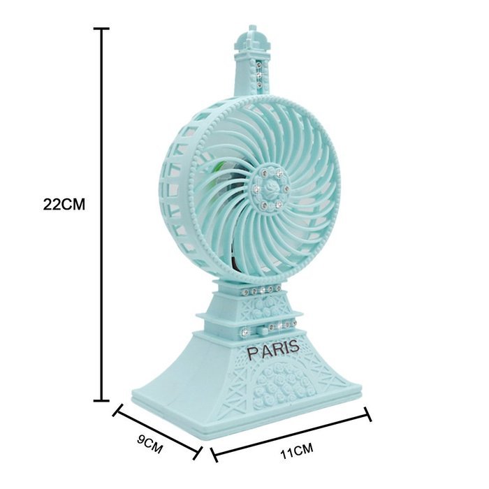 ZXK CO Portable USB Desktop Fan Eiffel Tower Rechargeable Table Fan Built-in Li-ion Battery Cooling Fan ideal...