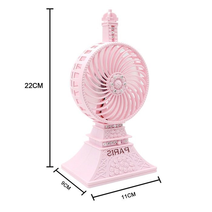 ZXK CO Portable USB Desktop Fan Eiffel Tower Rechargeable Table Fan Built-in Li-ion Battery Cooling Fan ideal... N2