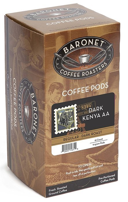 Baronet Coffee Dark Kenya AA Dark Roast, 18-Count Coffee Pods (Pack of 3) N2