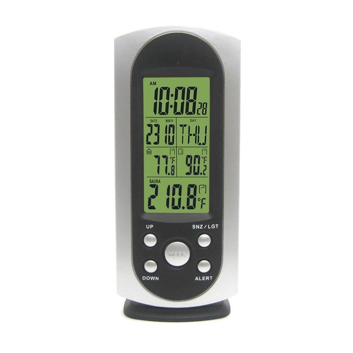 DYKIE RF Wireless LCD Weather Station with Green Backlight Indoor Outdoor Sauna thermometer and Temperature Alert... N2