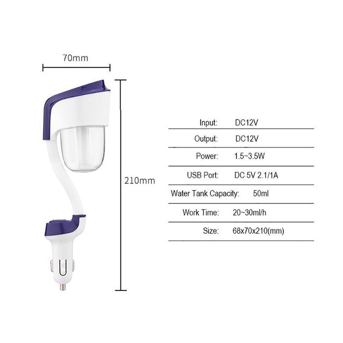 Dual Port USB Aroma Car Charger Portable Ultrasonic Car Air Cool Mist Humidifier Aromatherapy Essential Oil Diffuser... N4