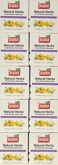 Badia Natural Herbs Tea Bags, 25-Count (Pack of 10)