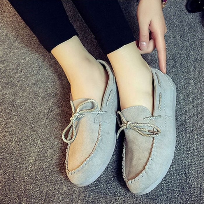 KAKA(TM) Girl Women Spring Autumn Causal Round Toe Shoes Slip-On Flat Black 37