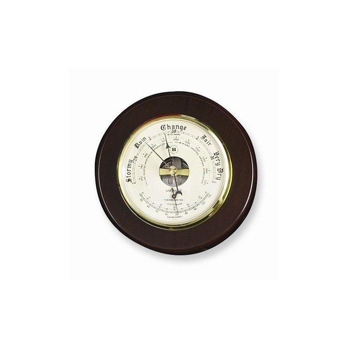Cherry Wood Barometer And Thermometer