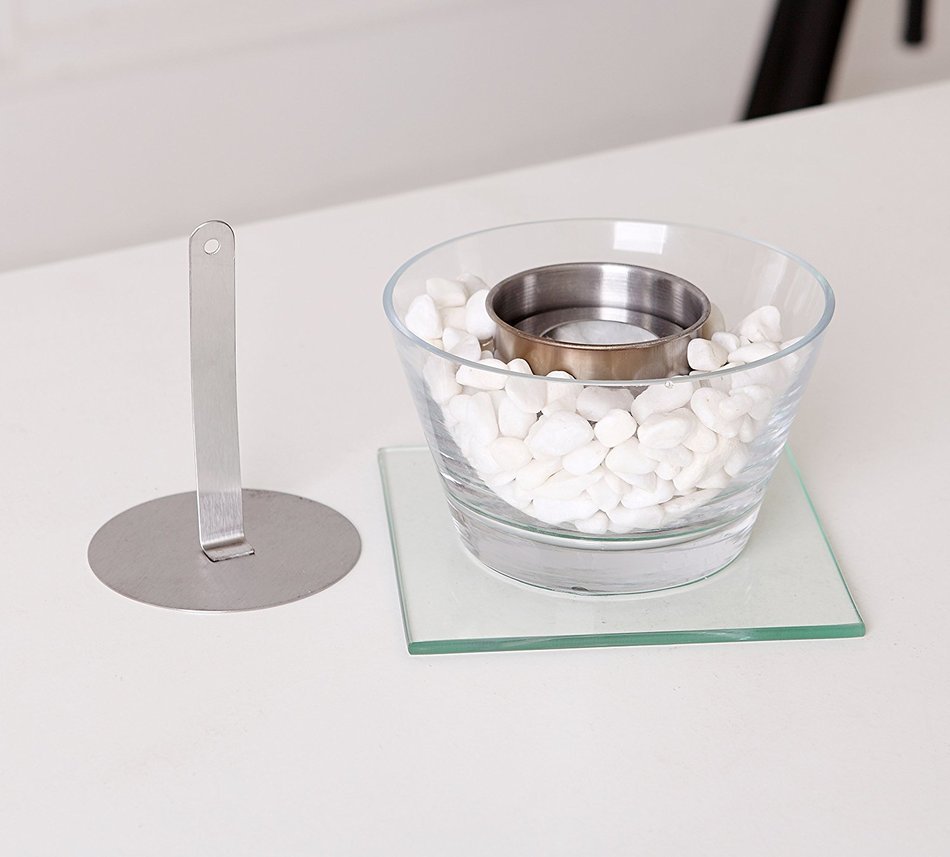 Designer's All Season Table Top Ethanol Fireplace, Both Indoor and Outdoor Use (Glass Bowl)