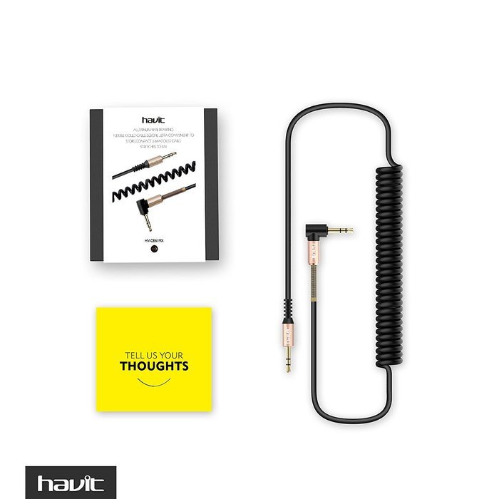 HAVIT 3.5mm Audio Cable Cord, Flat 90 Degree Right Angle AUX Cable with Steel Spring Relief for Headphones, iPods... N2