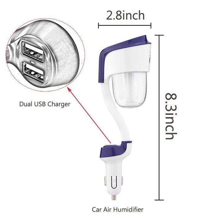 [ 2 in 1 ] HAHAone Ultrasonic Car Air Humidifier and Aromatherapy Essential Oil Diffuser with Dual USB ( Black ) N4