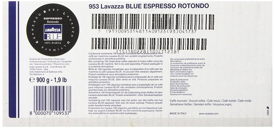 Lavazza Blue Capsules - Espresso Rotondo, 900-Grams (Pack of 100) N4