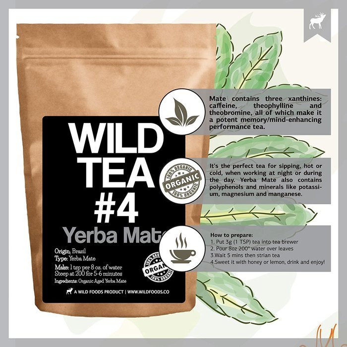Organic Yerba Mate Tea, Wild Tea #4, Loose Leaf Yerba Mate From Brazil (2 ounce) N11