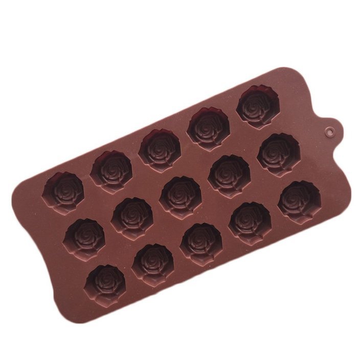 JLHua 15-cavity 3D Rose Chocolate Mold Silicone Soap Mold Handmade Soap Jelly Mousse Mold Ice Cube Tray N2