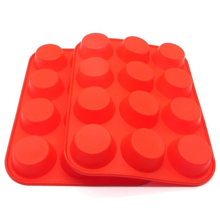 Ambox 12 Cup Silicone Muffin and Cupcake Baking Pans, Non-Stick, Easy To Clean, Oven/Microwave/Dishwasher/Freezer... N5