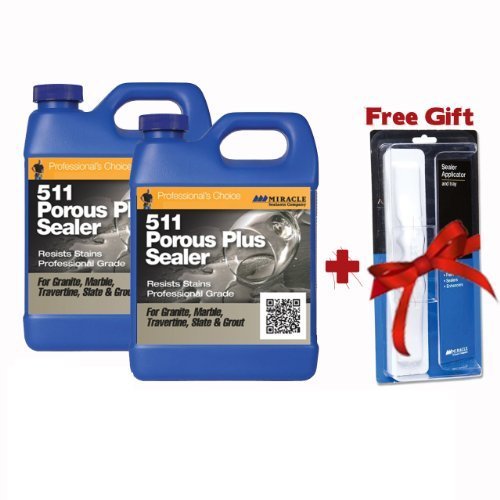 Miracle Sealants 511 Porous Plus Penetrating Sealer 64 Oz. Penetrating Sealer (2 Quarts) + Free Mira Brush Applicator...