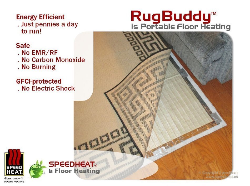 RugbuddyTM 165w Under Rug Space Heater, 3' X 5'