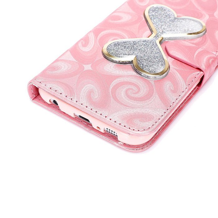Galaxy S6 Case,Galaxy S6 Wallet Case, PHEZEN Bling Liquid Glitter Love Heart Floating 3D Hourglasses Luxury Pu... N5
