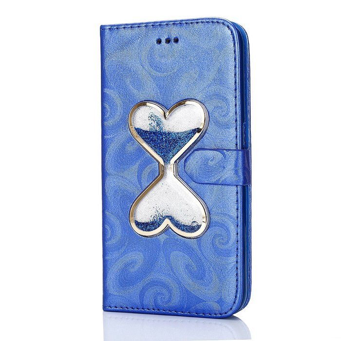 Galaxy S6 Case,Galaxy S6 Wallet Case, PHEZEN Bling Liquid Glitter Love Heart Floating 3D Hourglasses Luxury Pu... N6