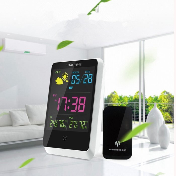 Digital Weather Forecast Station Wireless Sensors for Time/ Indoor Outdoor Temperature/Humidity/Day/Date Display... N4
