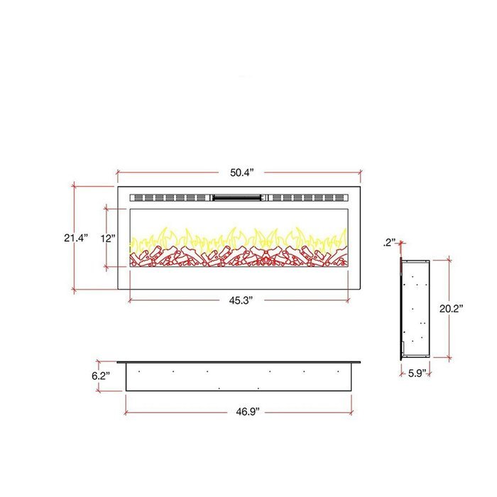 Gibson Living GL2050CY Sydney 50 Inch Crystal Recessed Wall Mounted Electric Fireplace