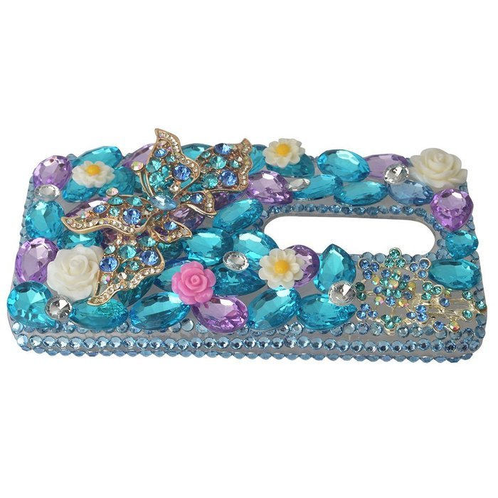 Spritech(TM) Bling Clear Phone Case For Motorola Moto G3/Moto G (3rd Gen),3D Handmade Blue Crystal Butterfly Small... N128