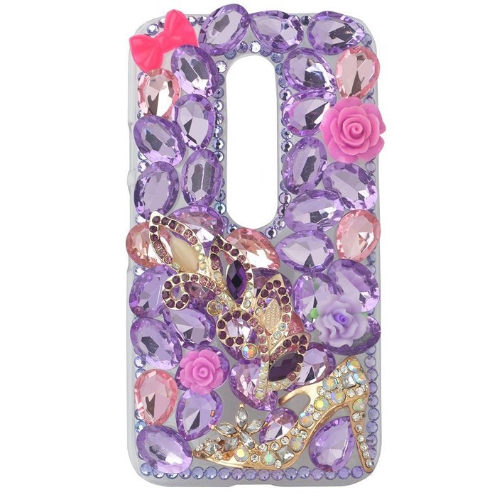 Spritech(TM) Bling Clear Phone Case For Motorola Moto G3/Moto G (3rd Gen),3D Handmade Blue Crystal Butterfly Small... N132