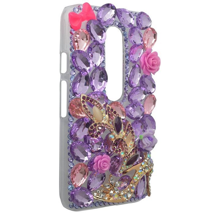 Spritech(TM) Bling Clear Phone Case For Motorola Moto G3/Moto G (3rd Gen),3D Handmade Blue Crystal Butterfly Small... N133